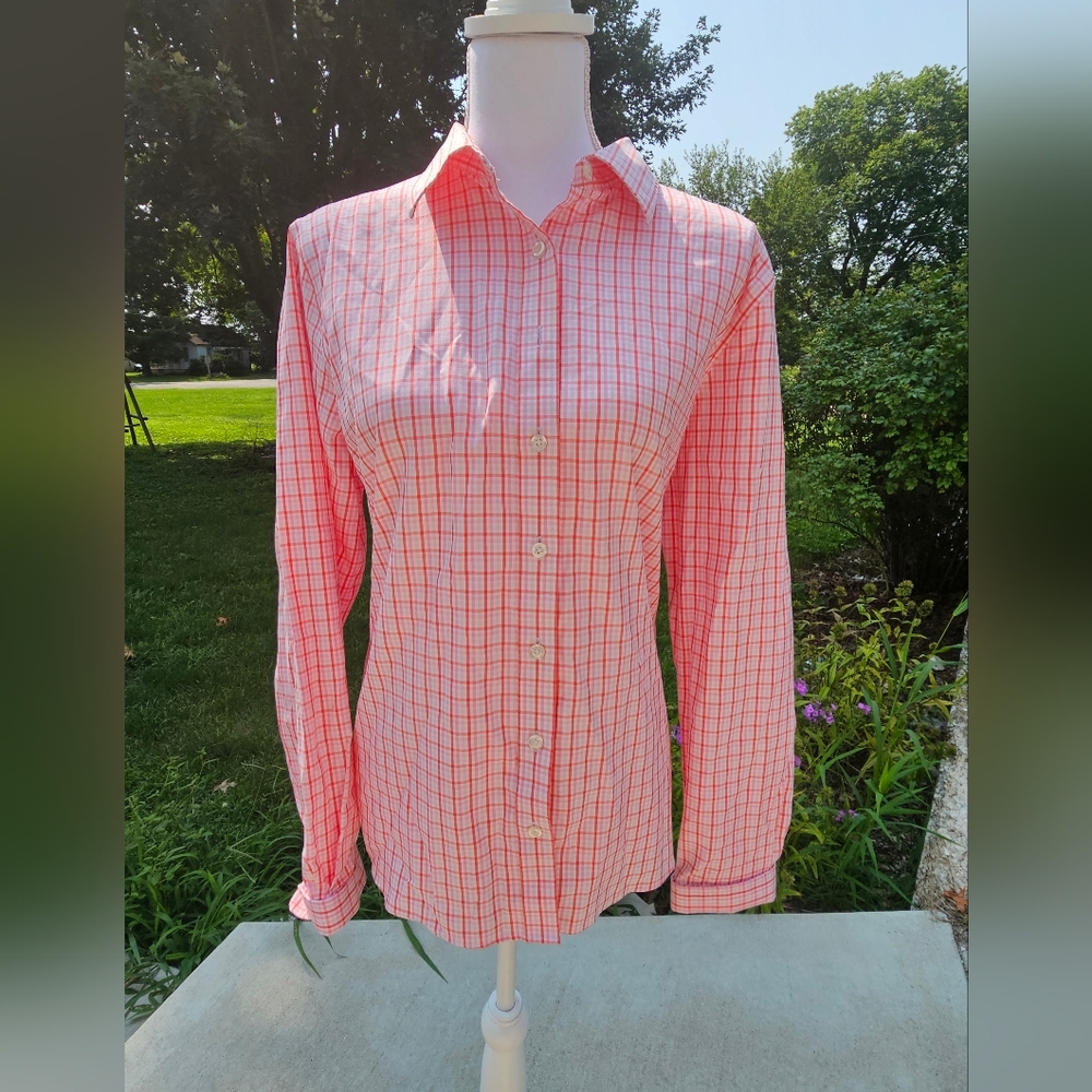 Lands end ladies button shirt no iron pinpoint Oxford